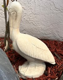 A Cast Stone Garden Pelican - Head Needs Repair