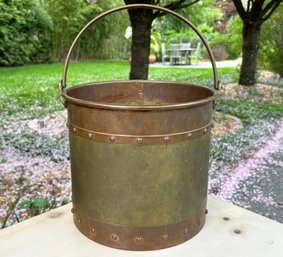 An Antique Brass And Riveted Copper Bucket - Beautiful Patina!