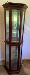 Contemporary Wooden Curio Cabinet Mirrored Back