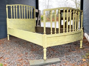 An Antique Painted Wood Twin Bedstead