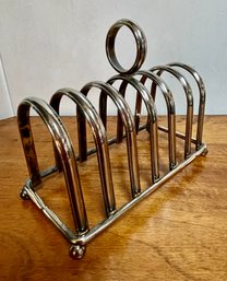 Handsome Six Slice Silver Plate Toast Rack With Ball Feet