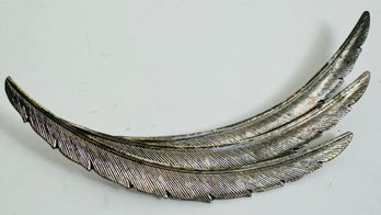 VINTAGE SIGNED BEAU STERLING SILVER FEATHERS BROOCH