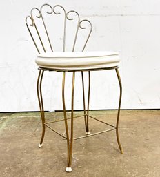 A Vintage Brass And Vinyl Vanity Seat