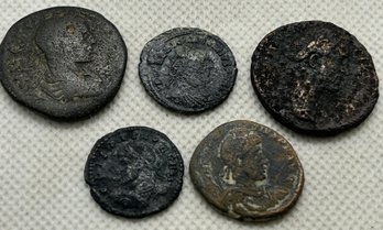 Grouping Of 5 ANCIENT ROMAN COINS- Circa 80-280 A.D.