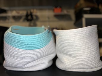 Two Decorative Coiled Rope Baskets          BSMT