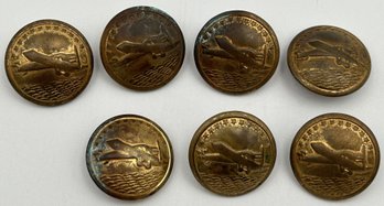 Antique Early 20th Century Brass WRIGHT BROTHERS AIRPLANE Aviator Buttons