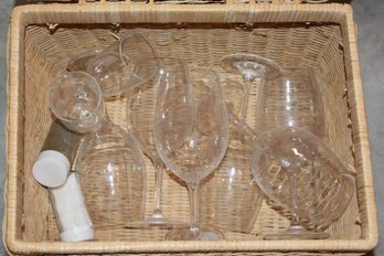 Wicker Picnic Basket With Glasses