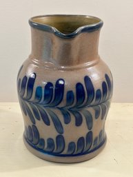 Beaumont Brothers Pottery BBP Salt Glaze Hand-painted Blue Pitcher