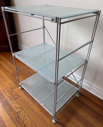 3 Tier Frosted Glass & Metal Shelving Unit