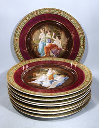 Stack Of Eight Fine Czech. 'rembrandt' Dinner Plates Neoclassical Figures