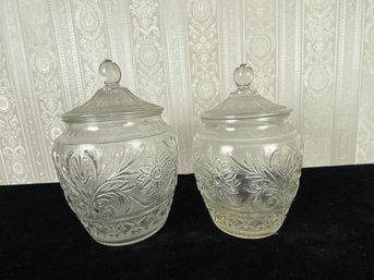 Cookie Jar With Floral Cut Glass Design