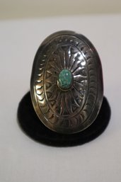 Sterling Silver And Turquoise Signed FG Bolo Tie Clip