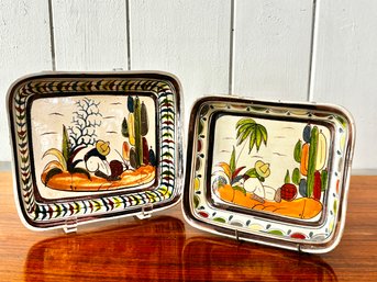 Pair Of Vintage 1940's Tiaquepaque Hand Painted Mexican Pottery