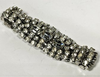 Wide White Rhinestone Bracelet Vintage