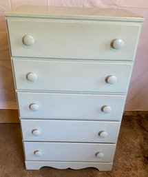 Five Drawer Wooden Chest In Teal Paint