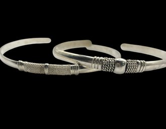 Vintage Set Of Sterling Silver Textured Cuff Bracelets