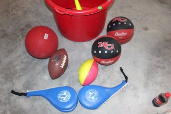 Tub Full Of Balls And Sporting Goods