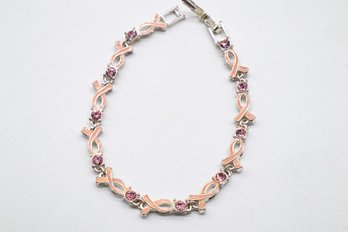 Avon Bracelet W/ Pink Crystal Stones