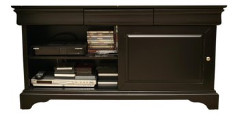 Ebony Louis Philippe TV Console With Sliding  Panel Doors And One Drawer