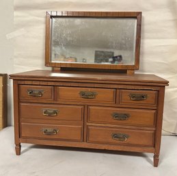 Beautiful Vintage Mid Century Modern Wooden Six Drawers With Mirror On The Top Small Dresser Furniture. JSS/b5