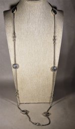 Elongated Sterling Silver Designer Necklace 36' Long