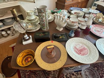 TOLEWARE, COOKIE PLATE, AND COLLEGE PLATES