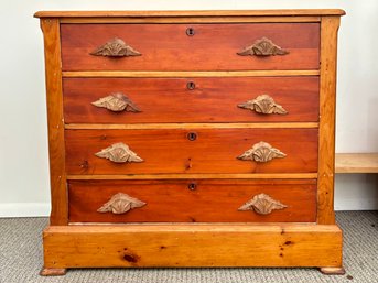 A Beautiful 19th Century Pine Dresser With Carved Handles