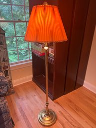 Brass Floor Standing Reading Lamp With Pleated Shade