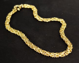 VERY FINE ITALIAN FANCY GOLD OVER STERLING SILVER LINK NECKLACE