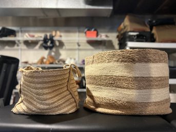 Lot Of Two Woven Twine Baskets  - Very Stylish Way To Store Your Items            BSMT