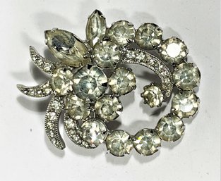 Signed Eisenberg Ice Silver Tone Brooch With White Stones