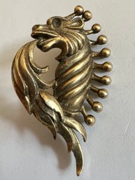 VINTAGE GOLD TONE DRAGON BROOCH