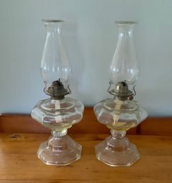 2 Vintage Oil Lamps ~ Aguila Hecho Por Lux SA Mty Mex ~