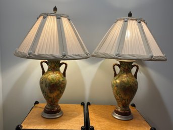 Pair Of French Style Porcelain Vases Electrified As Table Lamps