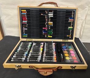 Xonex, Oil Pastel Set In Wooden Carrying Case Pastels, Colored Pencils 72 Pieces With A Painting Brush. RC/d2