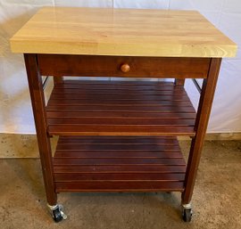 Contemporary Rolling Cart With Maple Butcher Block Top