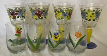 Eight Paint Decorated Glasses