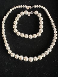 Tiffany & Co. Sterling Silver 'Hardwear' Graduated Bead Necklace & Bracelet
