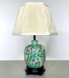 A Vintage Asian Ginger Jar Lamp On Rosewood Base