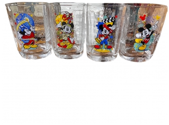 Set Of 4 Mickey Mouse 2000 Millennium Commemorative Printed Tumblers