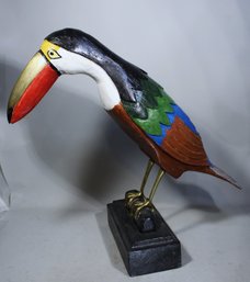 Church Street Art Gallery Wood And Brass Toucan Bird Sculpture