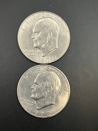 2 Eisenhower Dollars 1972, 1972-D