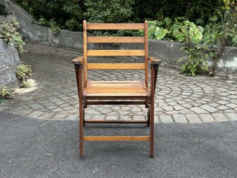 A Very Nice Vintage Folding Chair In Oak Slats