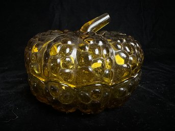 Yellow Glass Pumpkin Bowl