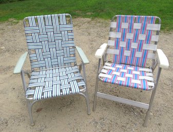 2 Vintage Aluminum Folding  Web Chairs