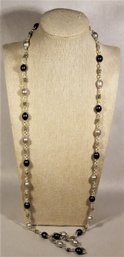 Michael Dawkins Sterling Silver And Genuine Pearl Elongated Necklace