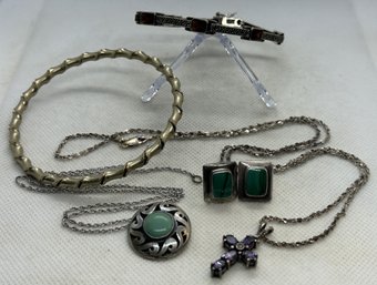 Sterling Silver Jewelry Grouping- Several With Semi-precious Gemstones