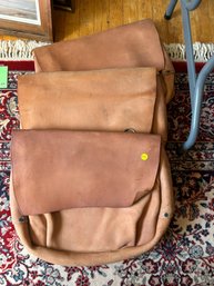 THREE VINTAGE ORIGINAL UNUSED LEATHER MAIL BAGS