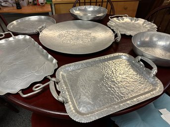 Large Group Of Aluminum Serving Pcs