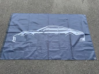 Printed Flag With Sports Car Outline